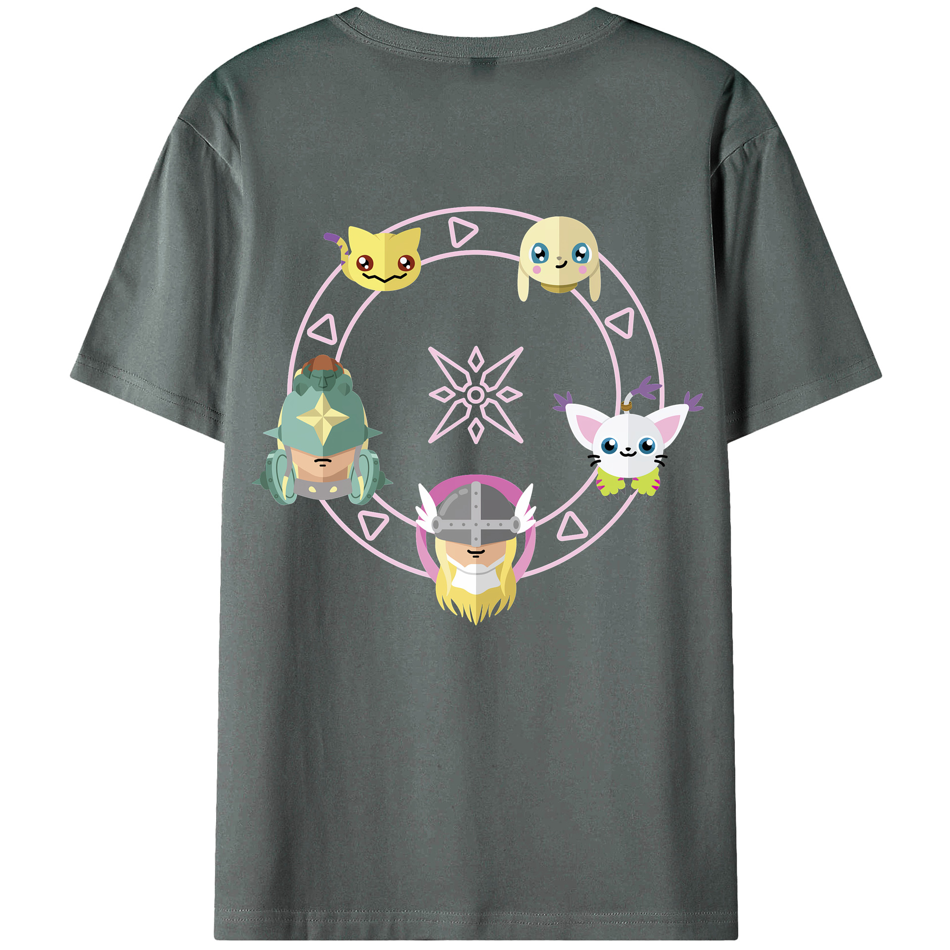 （画像用） Digimon デジタルモンスター/デジモン 綿100％ メンズ半袖Tシャツ（バックプリント） 通気性